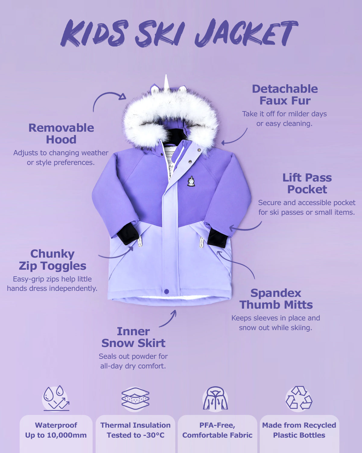 Sparkle the Unicorn - Kids Ski Jacket