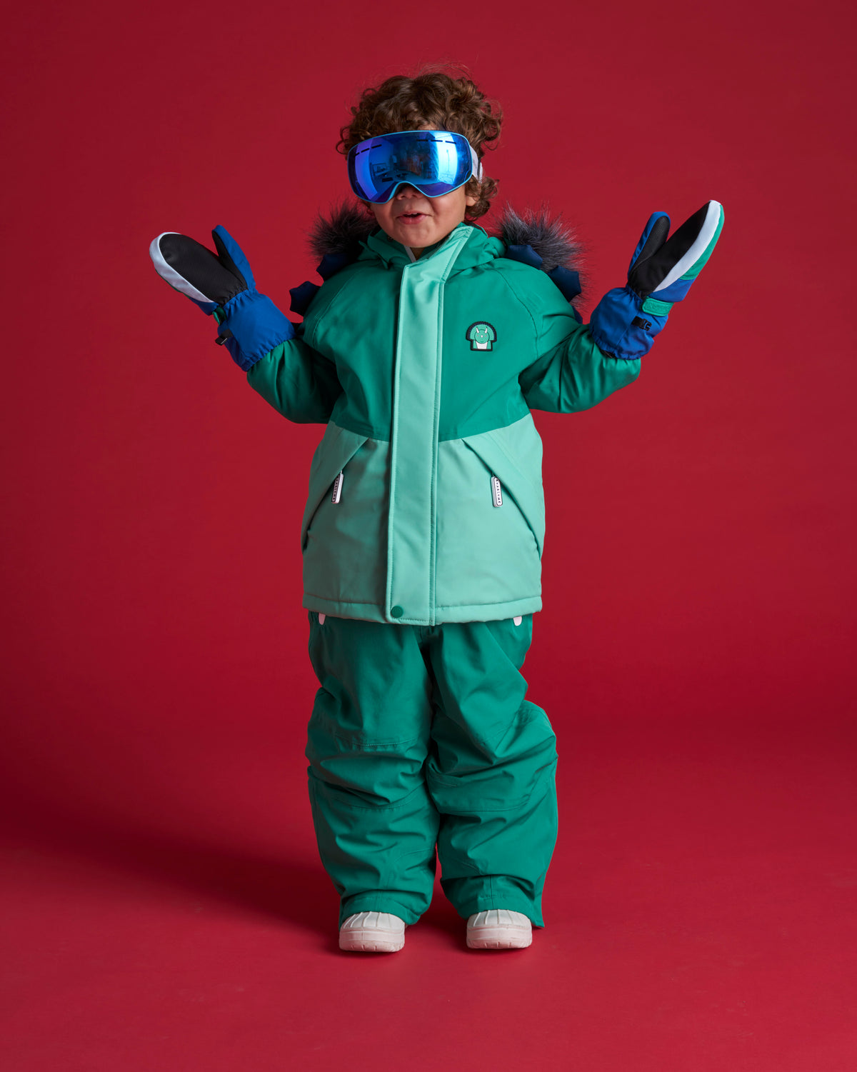 Kids Ski Gloves - Blue/Green