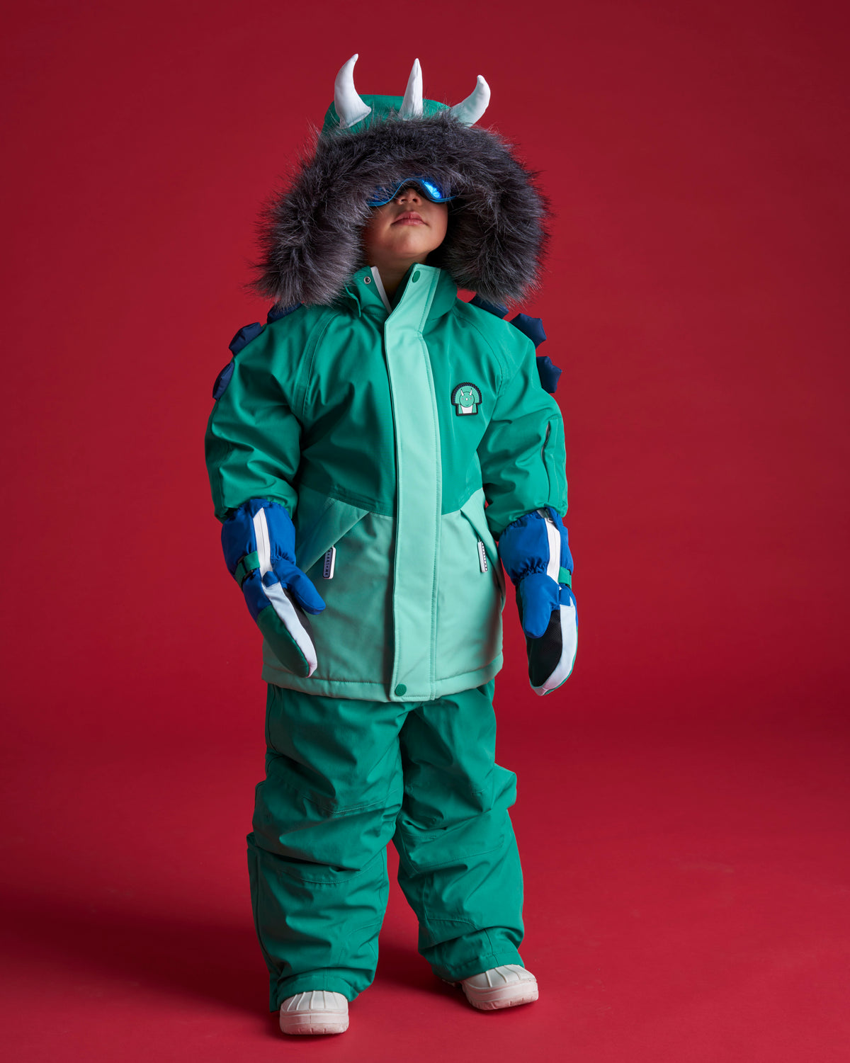 Kids Ski Gloves - Blue/Green