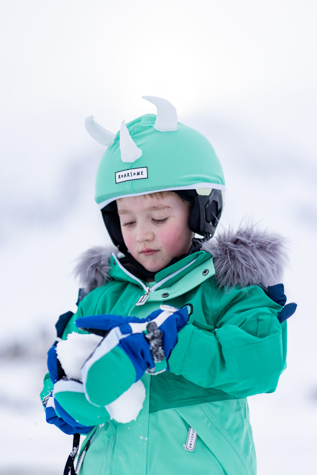 Kids Ski Gloves - Blue/Green