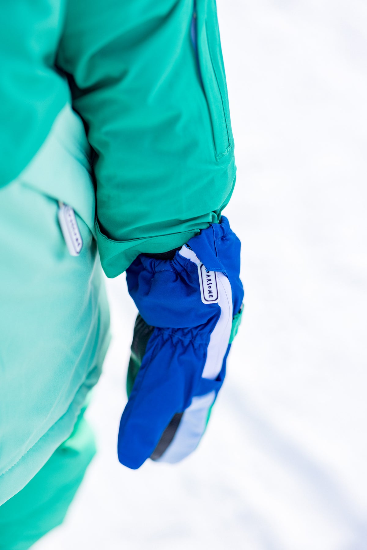 Kids Ski Gloves - Blue/Green